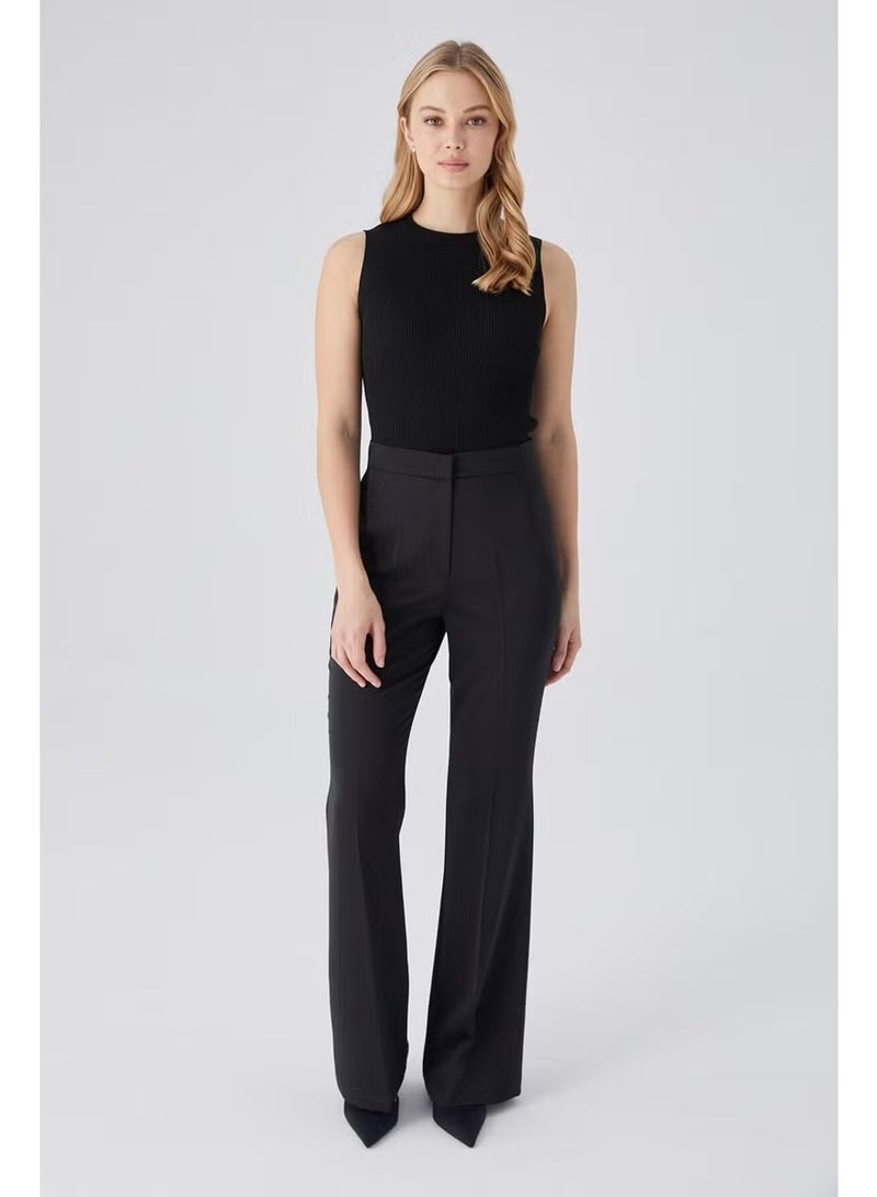 Manuka Satin Flare Leg Trousers Black - Image 5